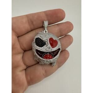 Iced Out Sterling Silver 925 Emoji Pendent
